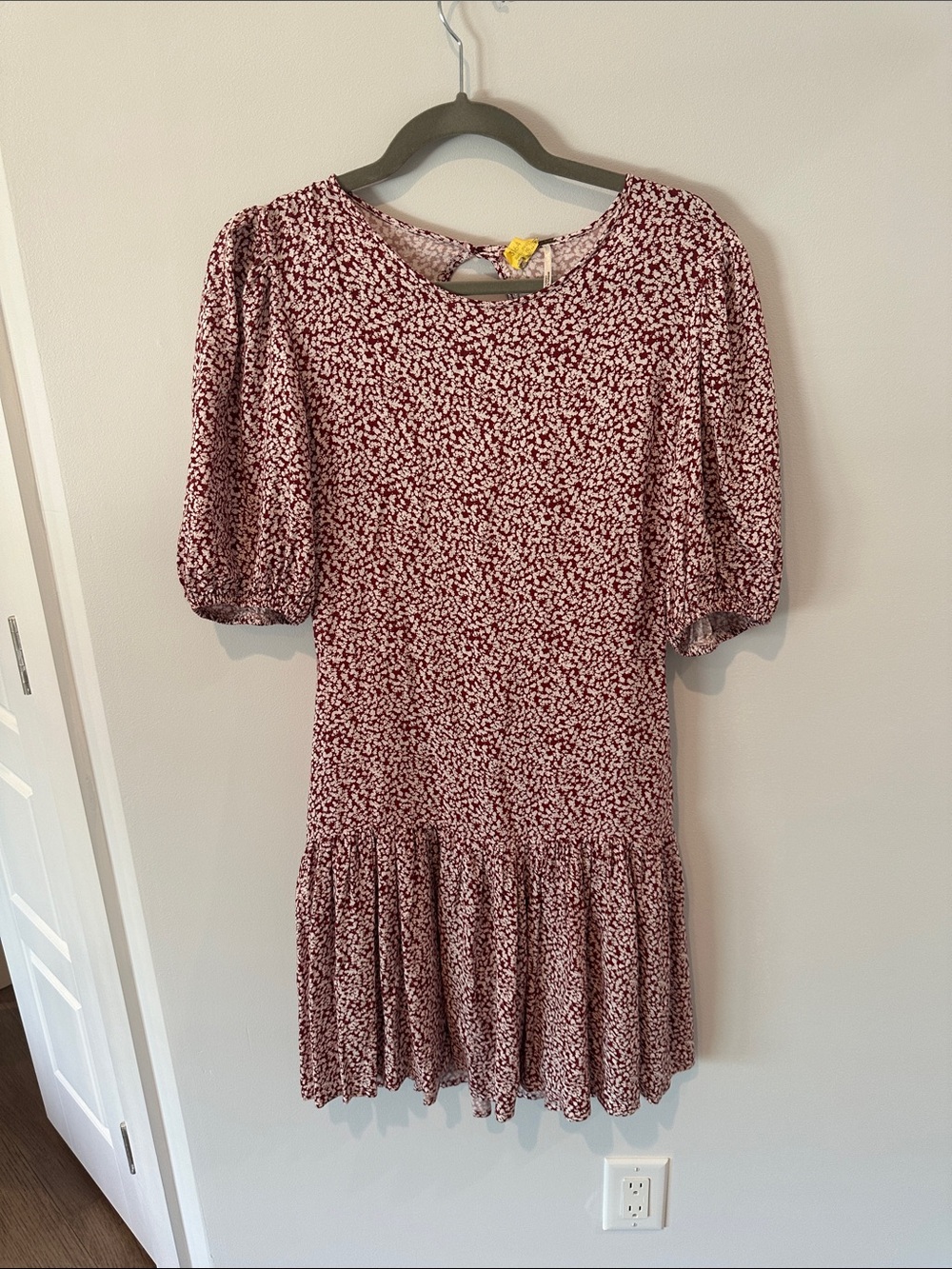 Free People Mauve Floral Print Drop-Waist Dress